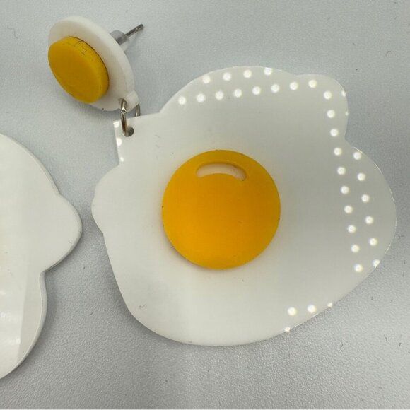 Fried Egg Earrings - Pierced Acrylic Earrings - Picture 2 of 8